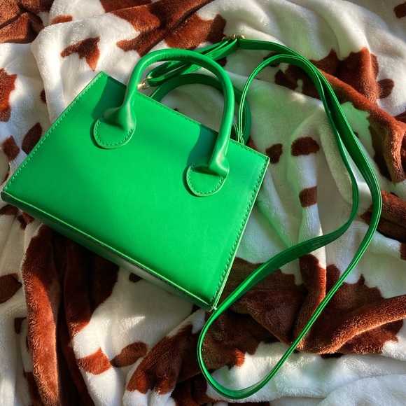 🖤5/$20 Bright Green Mini Tote Crossbody Bag - Picture 7 of 11